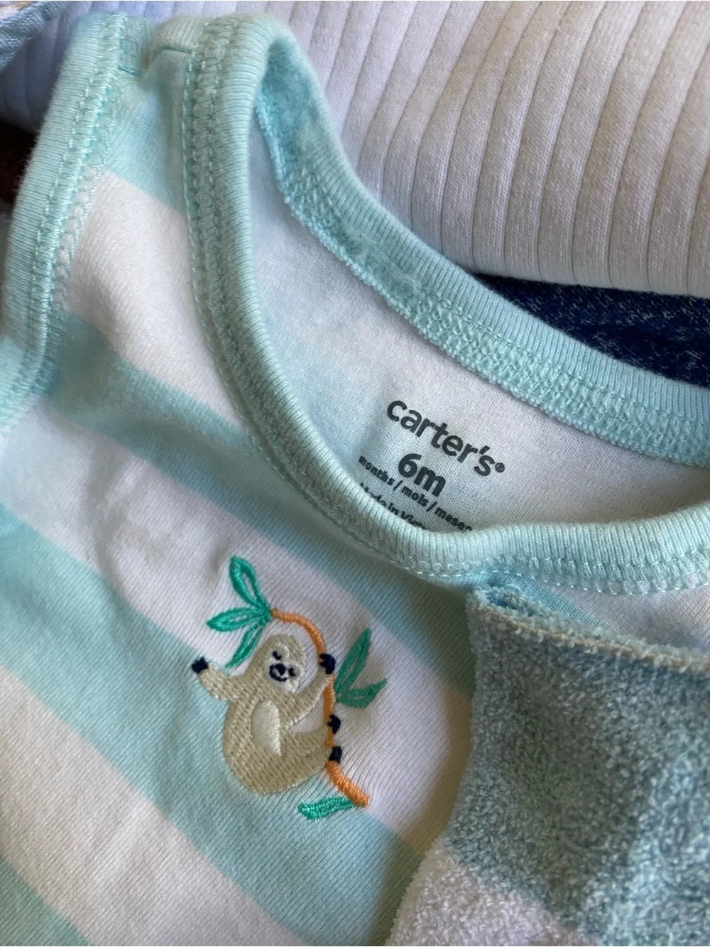 Little Me Cream Ribbed Baby Onesie with Gold Teddy Embroidery